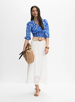 Paisley Smocked Waist Blouse