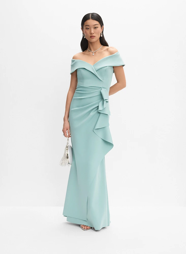 BA Nites - Off-Shoulder Waterfall Ruffle Dress