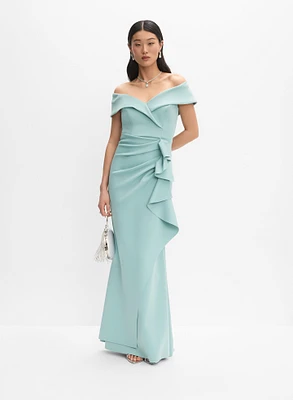 BA Nites - Off-Shoulder Waterfall Ruffle Dress