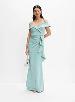BA Nites - Off-Shoulder Waterfall Ruffle Dress