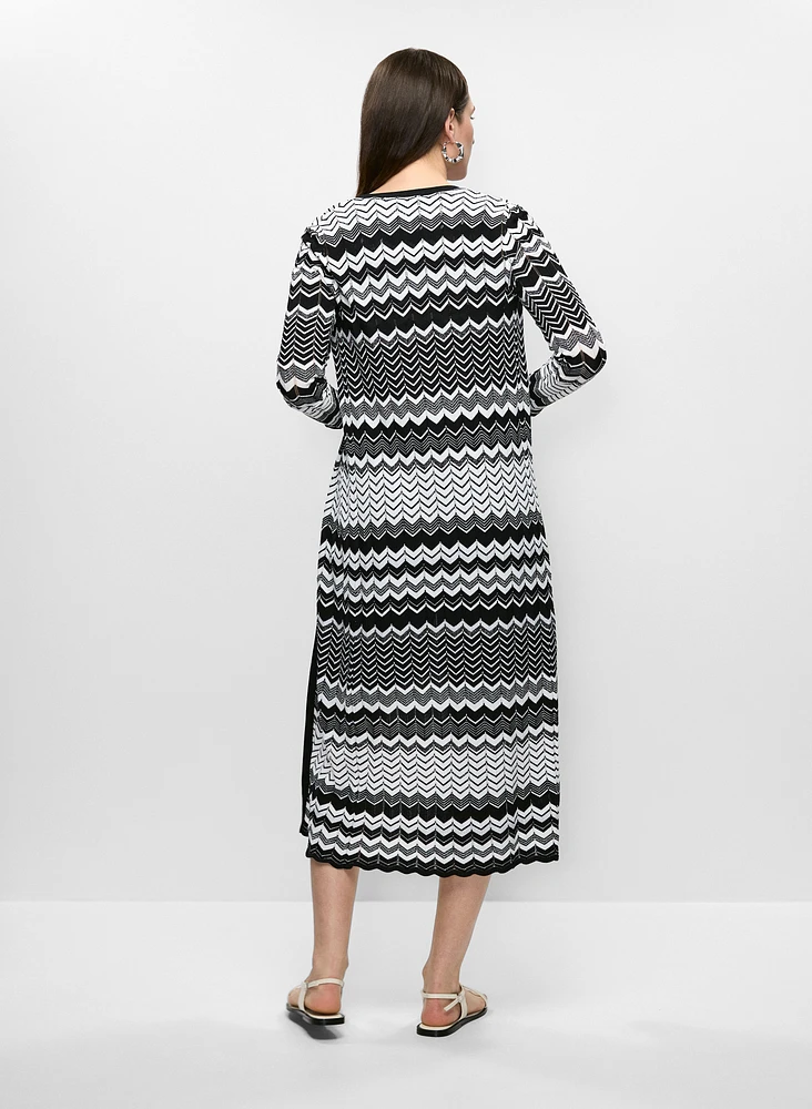 Cardigan long à motif zigzag