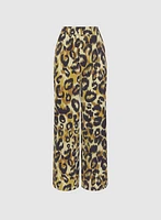 Pantalon à jambe large motif léopard
