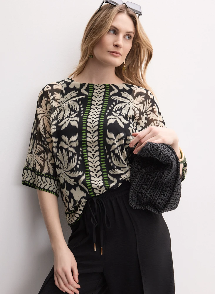 Mixed Tropical Print Blouse