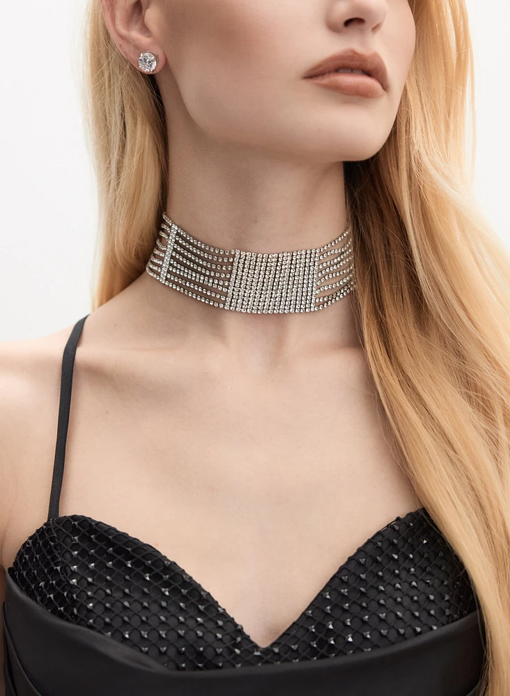 Collier ras-du-cou à cristaux