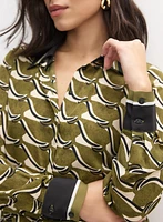 Geometric Button-Down Blouse