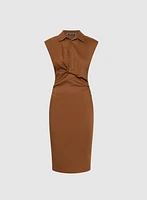 Linen-Blend Twist Front Dress