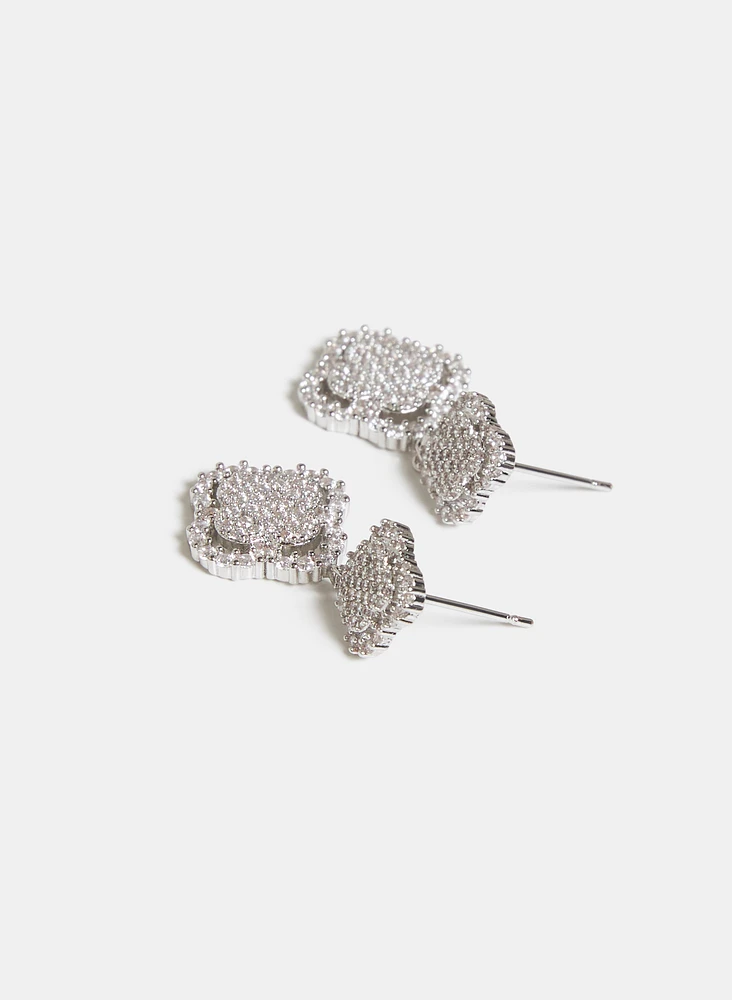 Tiered Cubic Zirconia Clover Earrings