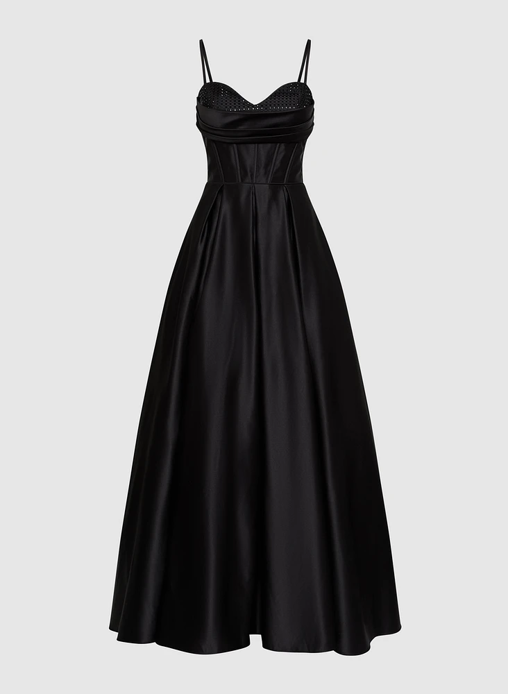 Satin Stone Detail Gown