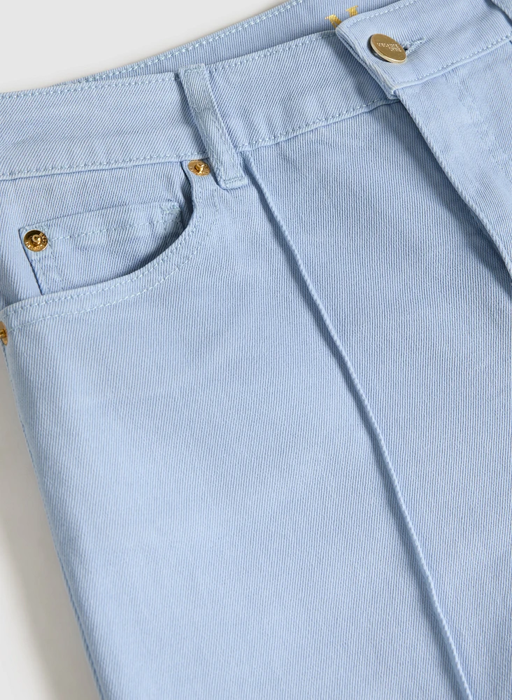 Wide-Leg Denim Capris