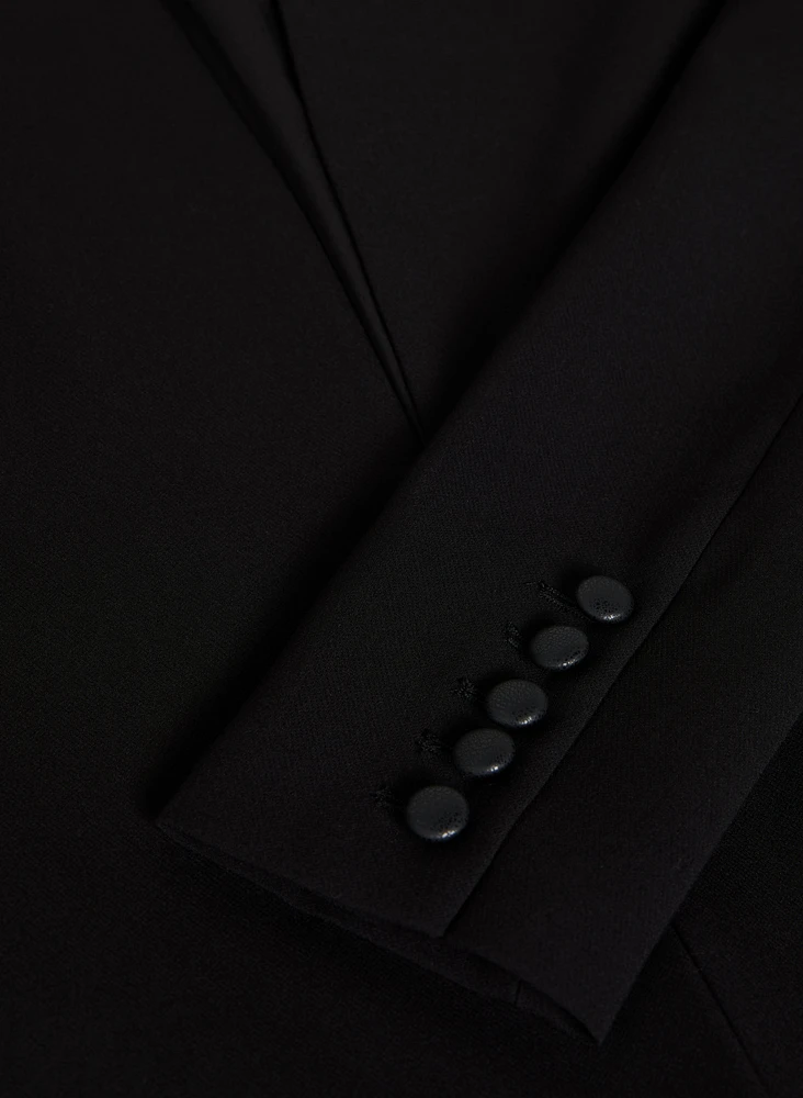 Vegan Leather Detail Redingote Jacket