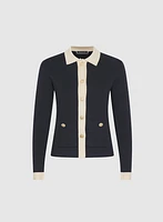 Cardigan boutonné à bande contrastante