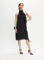 Ruffle Detail High Neck Dress