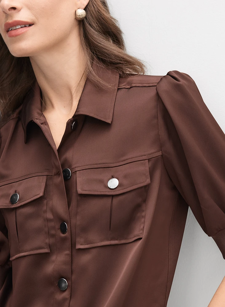 Satin Puff Sleeve Jacket