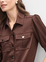 Satin Puff Sleeve Jacket