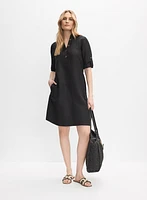 Linen-Blend Shirt Dress