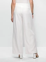 Pantalon à jambe large en mélange de lin et Tencel