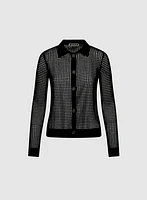 Pull boutonné en tricot ajouré