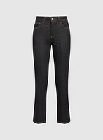 Contrast Stitch Straight-Leg Jeans