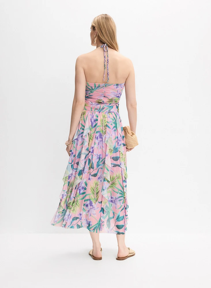 Strapless Mesh Maxi Dress