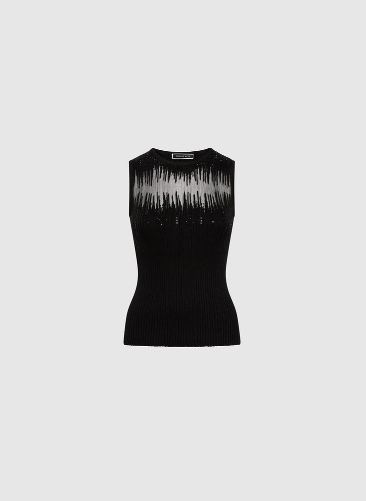 Camisole à détails transparents et pierres
