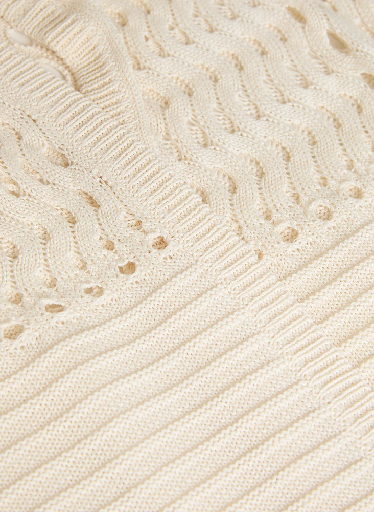 Cardigan long en tricot ajouré