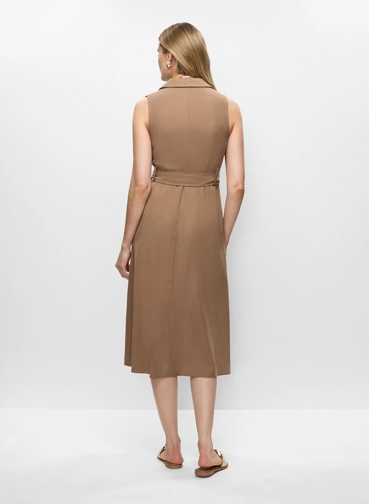 Robe ceinturée à poches appliquées
