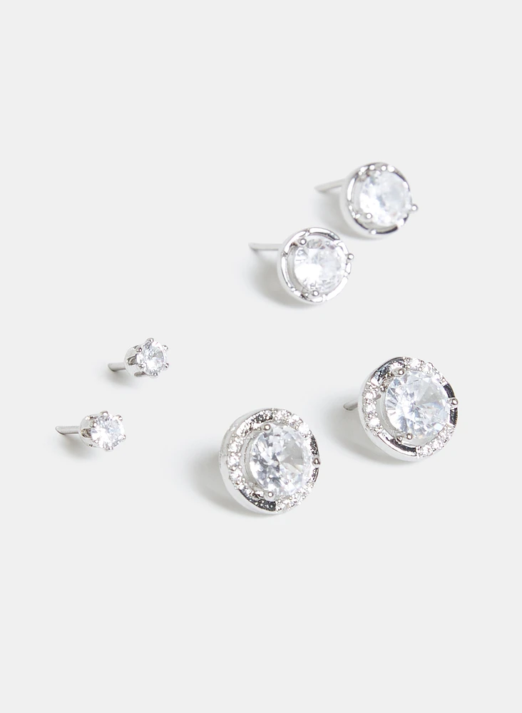 Crystal Stud Earrings Set