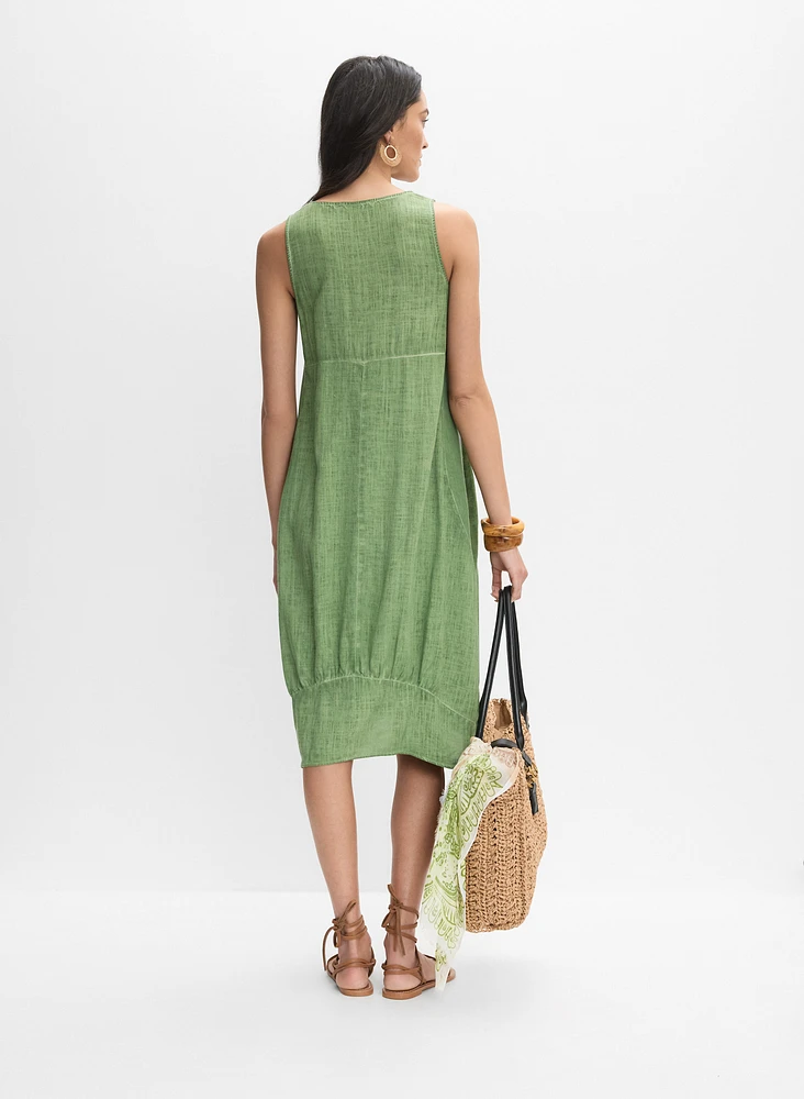 Robe midi en mélange de lin