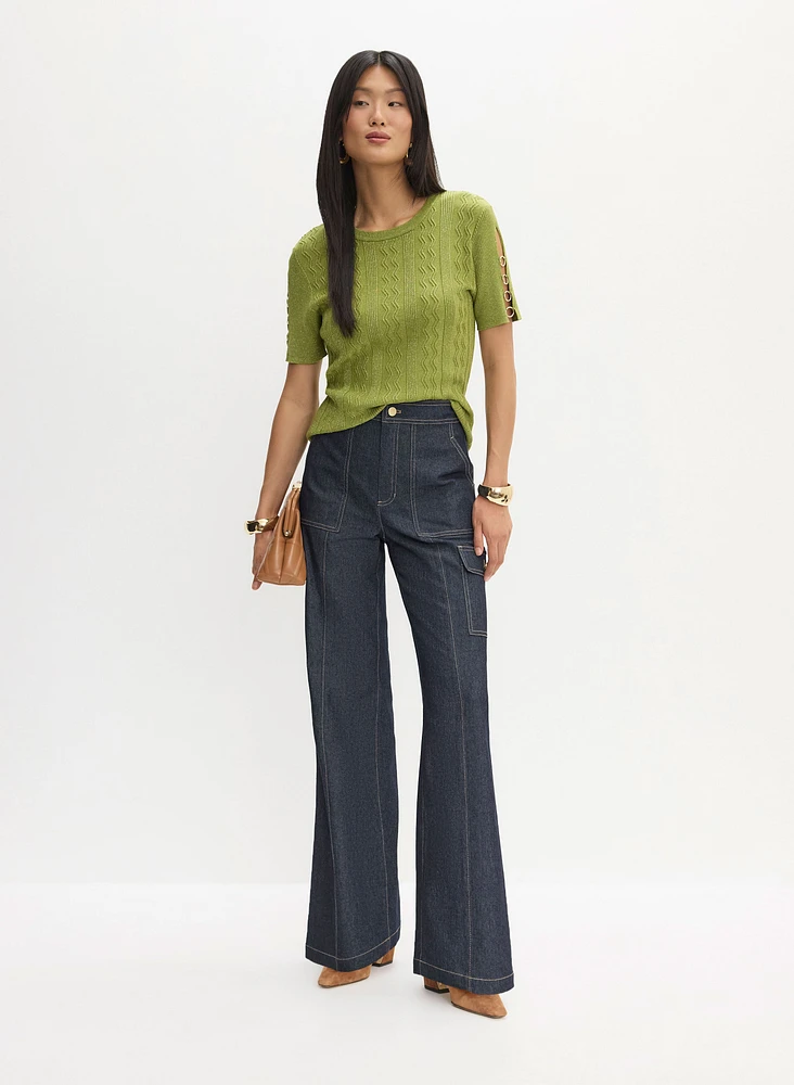 Pull à manches courtes et jean cargo