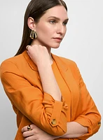 Rolled Sleeve Linen-Blend Blazer