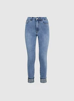 Embellished Cuff Slim-Leg Jeans