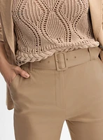 Stretch Linen Wide-Leg Pants