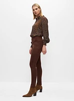 Pantalon étroit en faux suède