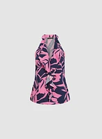 Blouse florale à volants en lin