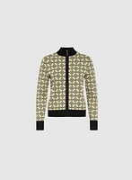 Geometric Print Zip-Up Cardigan