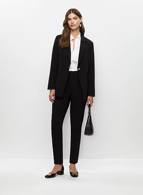 Veste mi-longue à boutons décoratifs et pantalon à jambe droite