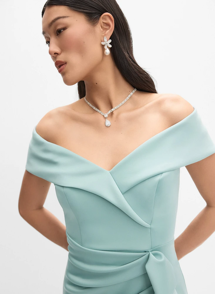 BA Nites - Off-Shoulder Waterfall Ruffle Dress