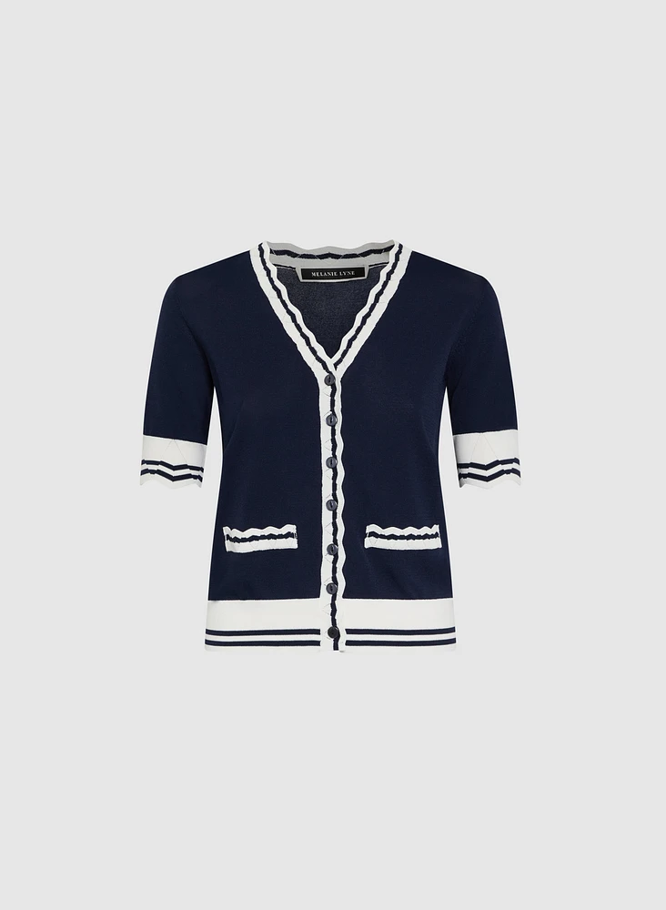 Cardigan à bordure rayée