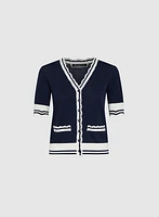 Cardigan à bordure rayée
