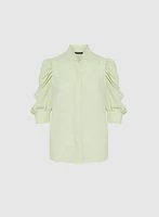 Blouse en crêpe à manches bouffantes