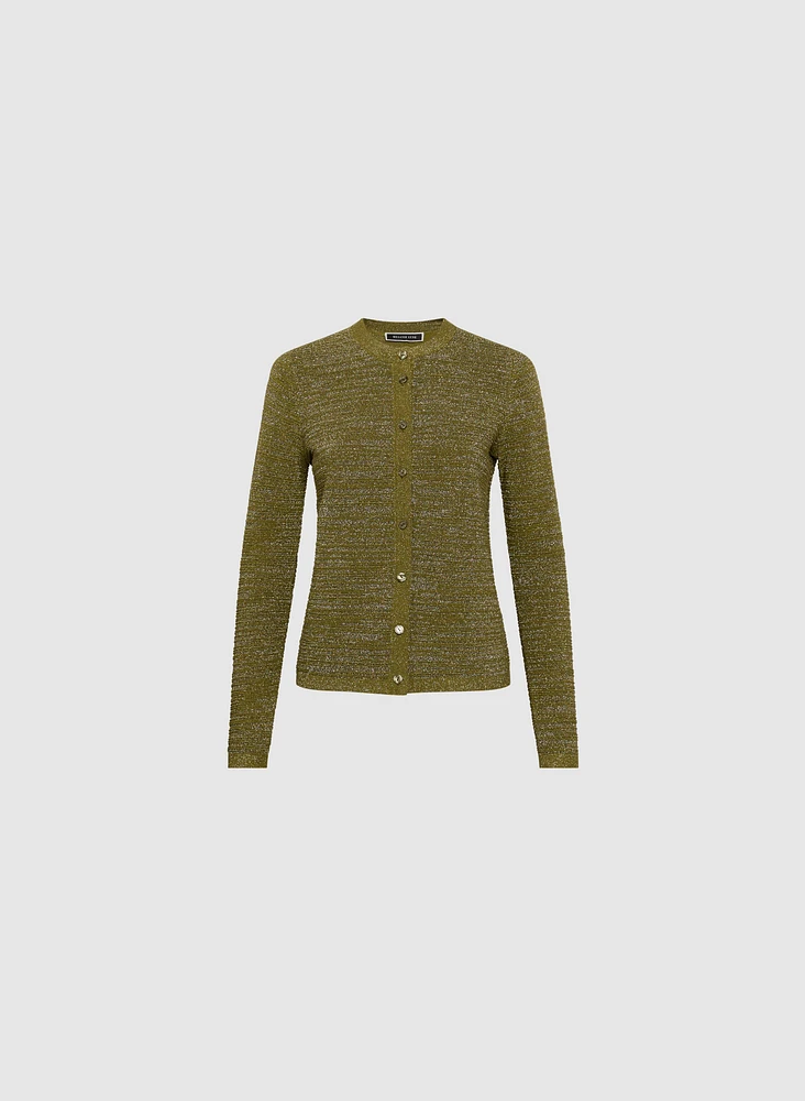 Cardigan boutonné en tricot métallisé