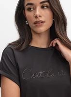 T-shirt à lettrage en pierres