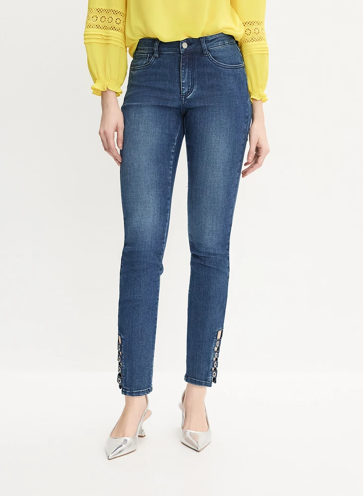 Joseph Ribkoff - Eyelet Detail Straight-Leg Jeans