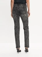 Zebra Print Straight Leg Jeans