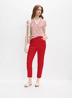 Striped Polo-Neck T-Shirt