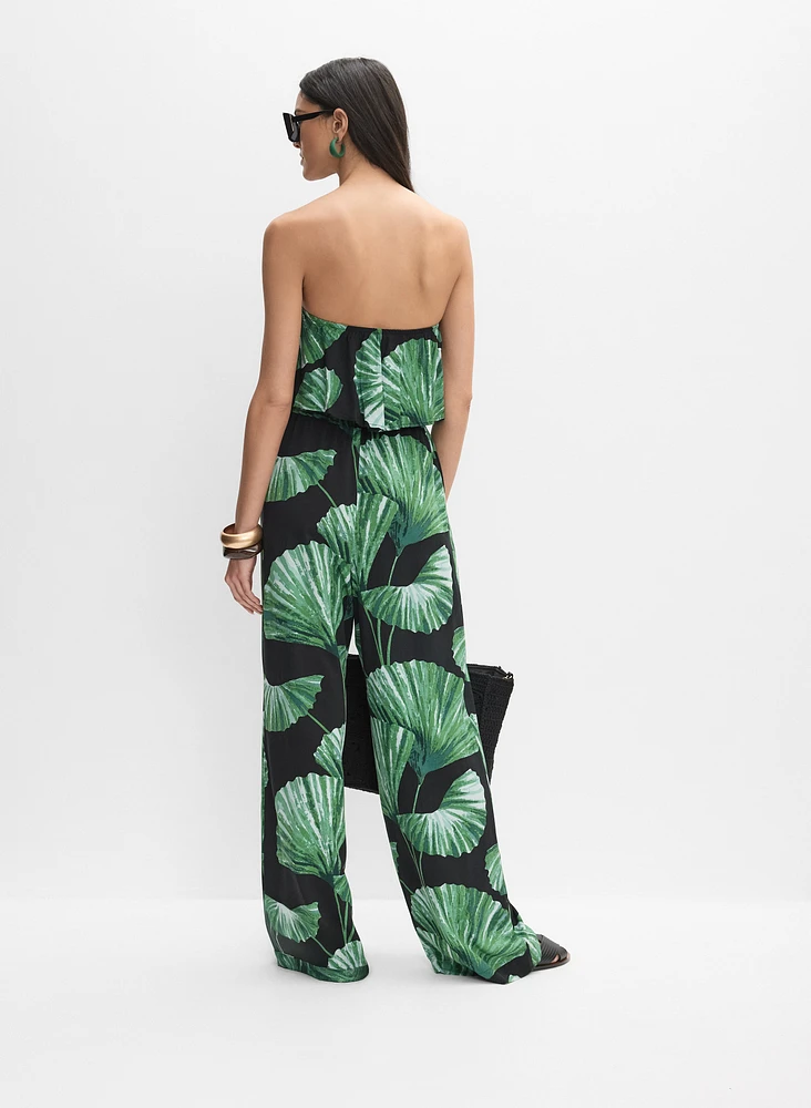 Combinaison-bustier à motif tropical