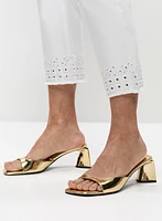 Eyelet Hem Denim Capris