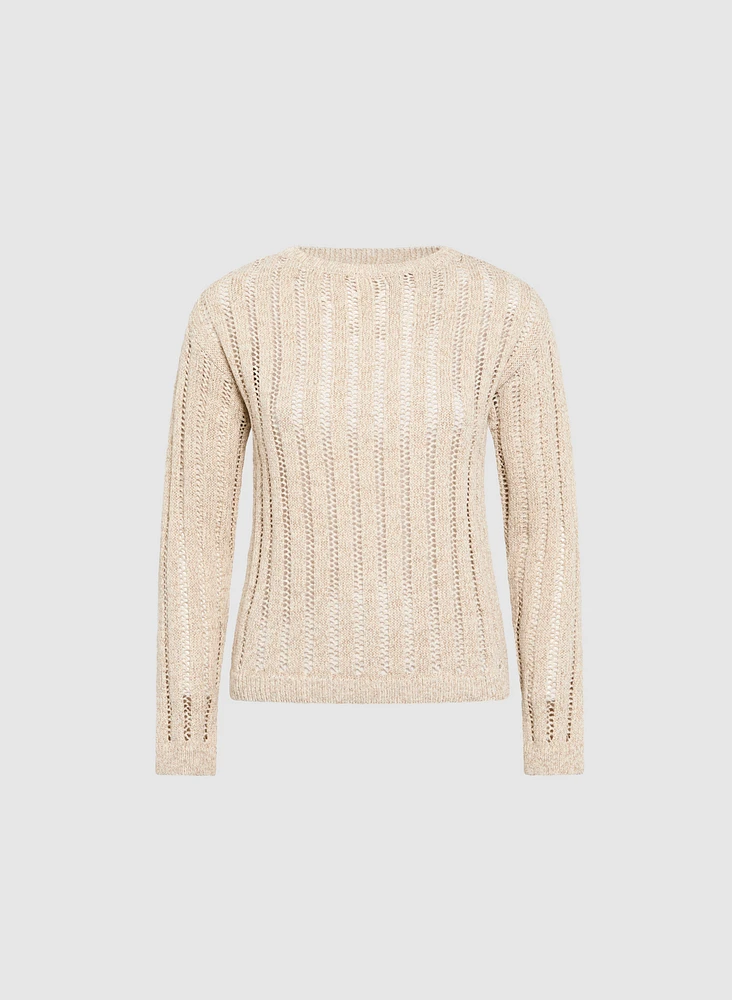 Open-Knit Pullover Sweater