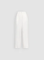 Pantalon à jambe large en mélange de lin et Tencel