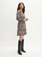 Abstract Print Puff Sleeve Dress